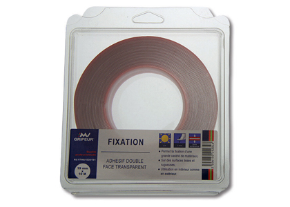 Adhésif double face, 19 mm, rouleau de 10 m